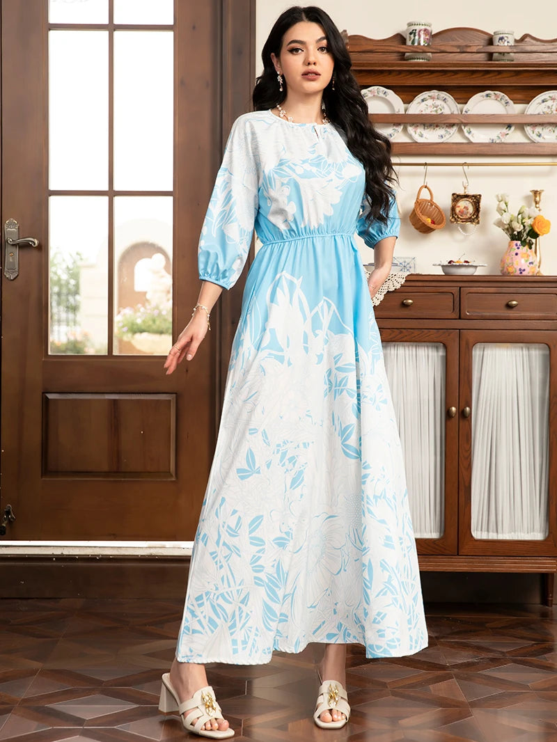 Sweet Floral Print Long Dress